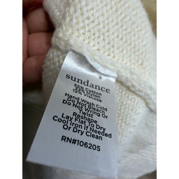Sundance Knit Short Sleeve Sweater Cream Classic Romantic Sz MPetite - Picture 7 of 8